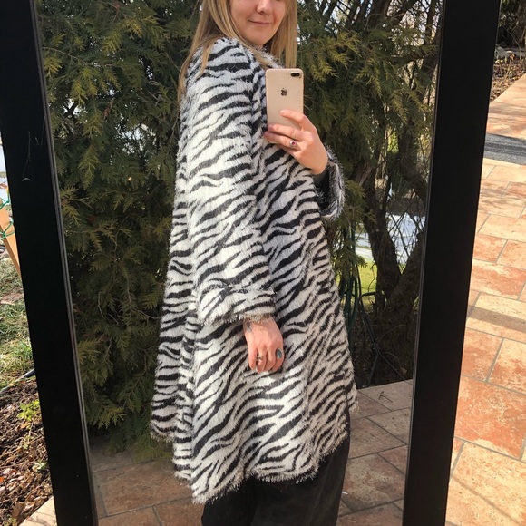 Vintage come n see zebra shabby eyelash swing cardigan duster Medium - Picture 7 of 11